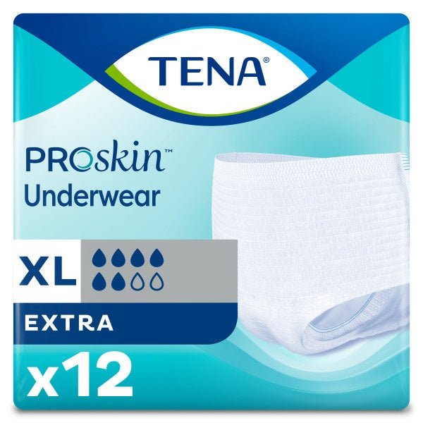 TENA® Protective Underwear, Extra Absorbency, XL, 55" to 66" White 12 each/pack, 4 pack/case 72425 - A Medi Supplies