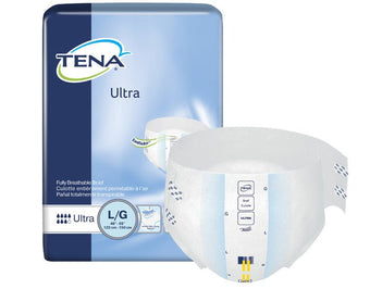 compare product Tena Ultra Brief, Large Size 48in-59in, Blue, Bag of 40 / Case of 80, 67300