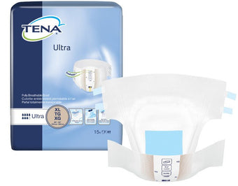 compare product Tena Ultra Brief, X-large Size 60in-64in, Blue, Bag of 15 / Case of 60, 68010