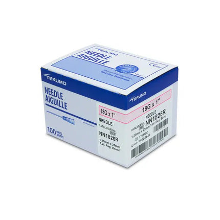 Terumo Hypodermic Needles Thin Wall 18G x 1", Thin Wall Needle 100 each/box, 10 box/case NN1825R / NN - 1825R - A Medi Supplies