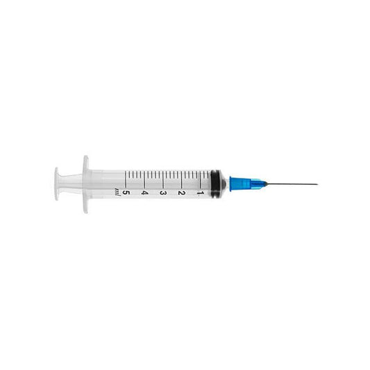 Terumo Hypodermic Syringe, With L1" ODSEC 20GA Ultra Thin Wall Needle, 0.2cc Graduation, 5cc, 100 each/box, 6 box/case, SS - 05L2025 / SS05L2025 - A Medi Supplies