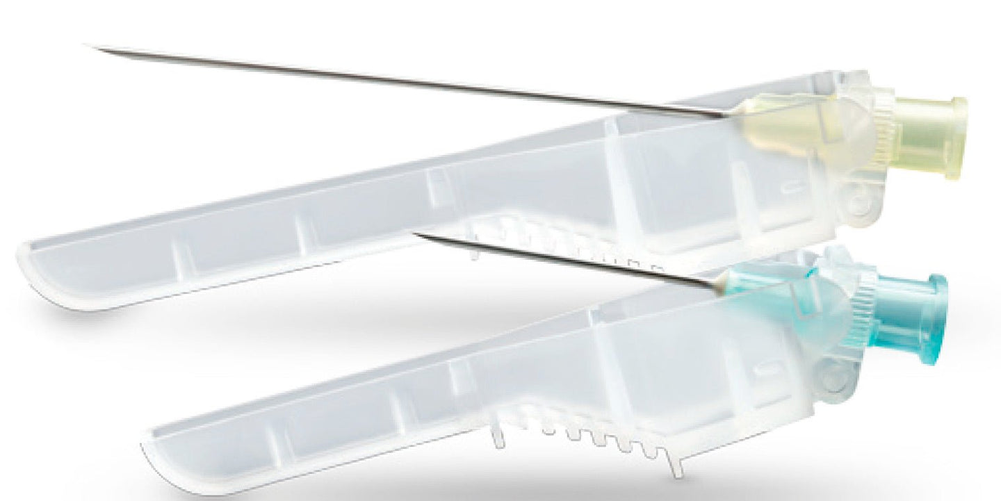 Terumo Safety Hypodermic Needle SurGuard3™ 1 Inch Length 21 Gauge Regular Wall Hinged Safety Needle 100 each/box, 8 box/case SG3 - 2125 - A Medi Supplies
