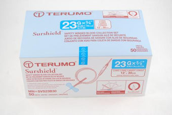 compare product Terumo Set Blood Coll 23 X 0.75In W/Safety Winged Surshield 12In Tbg Bx/50 MNSVS23B30