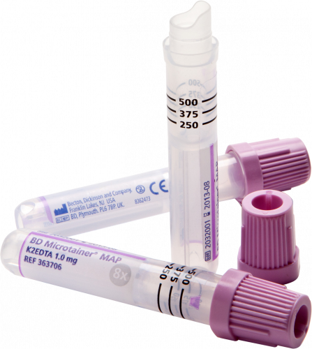 Tube Microtainer MAP Micro K2EDTA 13x75mm LAV 50 each/box, 4 box/case 363706