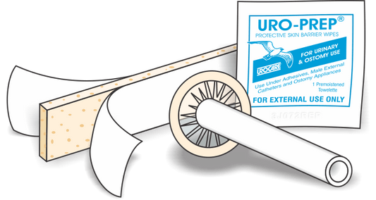 Urocare Uro - Con Texas - Style Male External Cathater Medium 30mm with 4" Tube, Urofoam - 2 Non Sterile, 1 Box(50 Pcs), 5124530 - A Medi Supplies