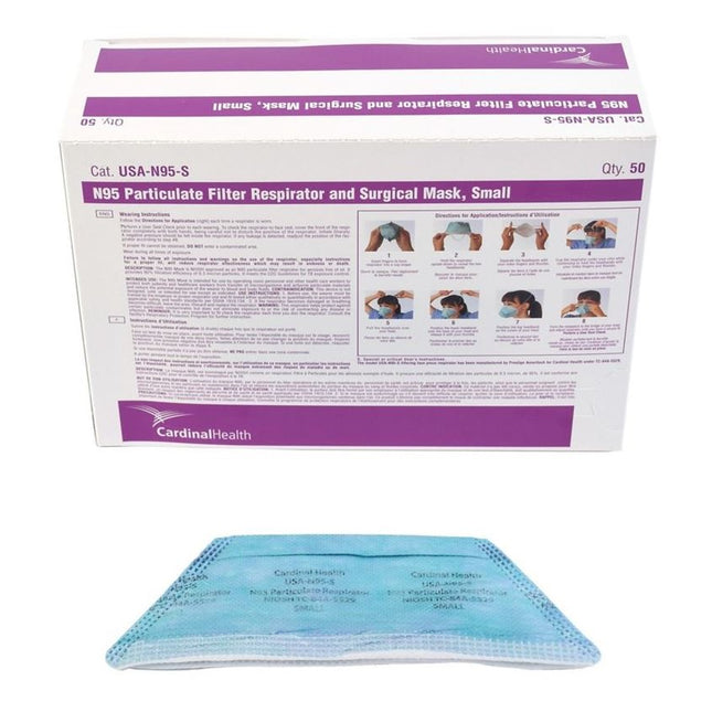 Cardinal Health™ Flat Fold N95 Respirator and Surgical Mask, Small 50 each/box, 6 box/case USA-N95-S