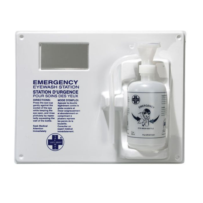 Wasip Single Eyewash Station with Mirror Empty bottle, 500 mL, Empty Bottle, 1 EA, F4558701