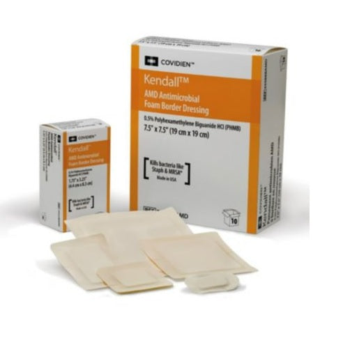 Cardinal Health Kendall Amd Gentle Foam Border (Silicone Adhesive) 8X8" 10 each/box, 55588BAMDG