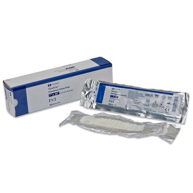 Cardinal Health Vaseline™ Non-Adherent Petrolatum Gauze Dressing, Strip in Peelable Foil Pack 3X18 72 each/case 8884414600